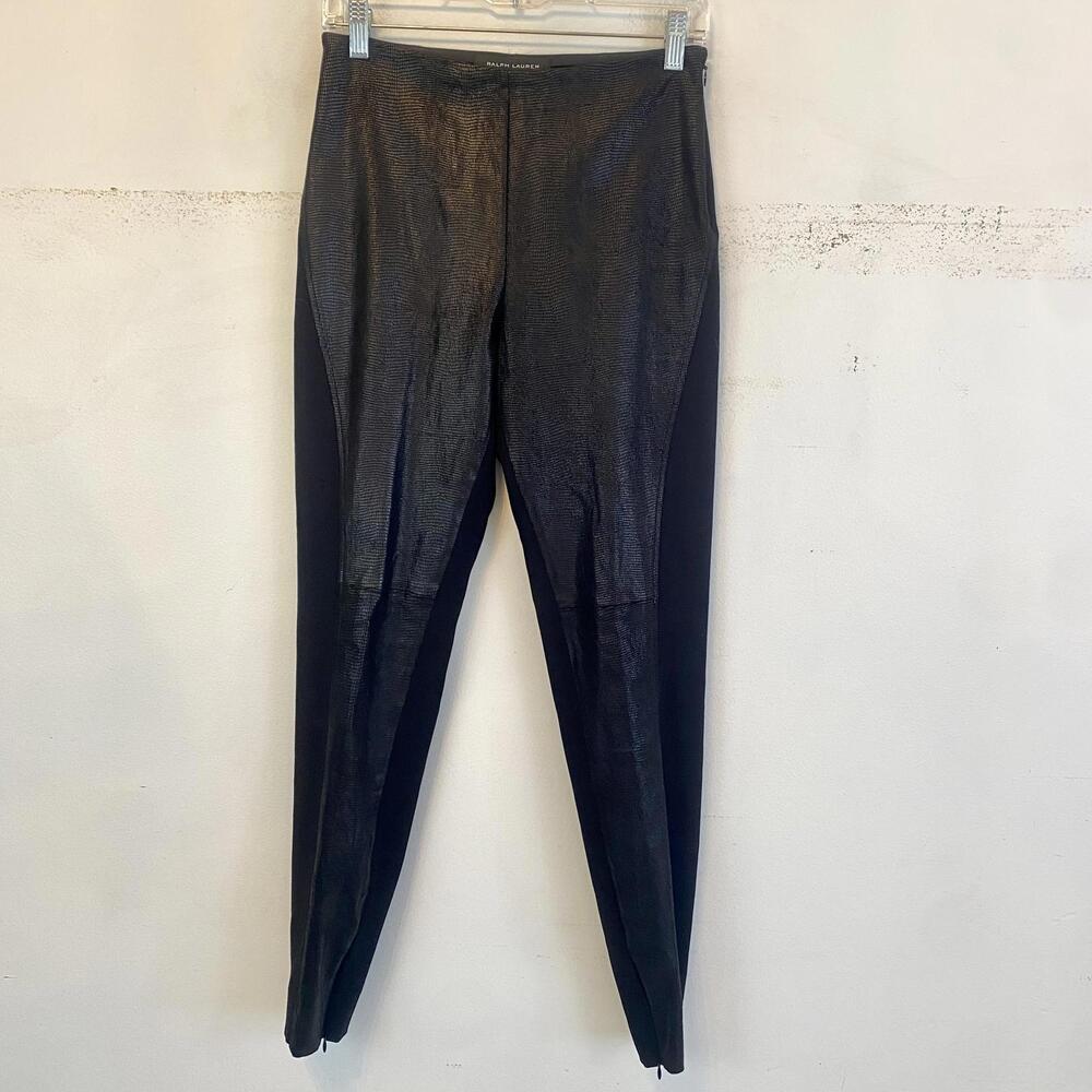RALPH LAUREN black label lambs leather black trousers sz 8
